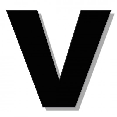 Γράμμα Κατοικιών Αυτοκόλλητο ''V'' 80 x 64 mm., Μαύρο Ματ απο Πλαστικό Darvin 