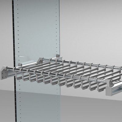 Παντελονοθήκη Αλουμινίου Συρόμενη 75-115cm με 12 Πλαστικές Κρεμάστρες για 24 Παντελόνια AMBOS 402/A