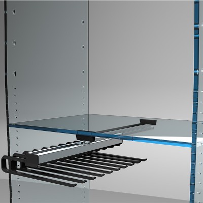 Παντελονοθήκη Αλουμινίου Κεντρική Συρόμενη 51-82cm Μαύρη για 10 Παντελόνια AMBOS Νο.407