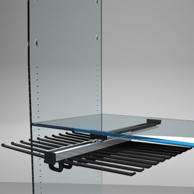 Παντελονοθήκη Αλουμινίου Συρόμενη Κεντρική 51-82cm Μαύρη Διπλή για 20 Παντελόνια AMBOS Νο.409