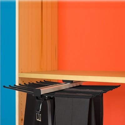 Παντελονοθήκη Αλουμινίου Συρόμενη Κεντρική 51-82cm Μαύρη Διπλή για 20 Παντελόνια AMBOS Νο.409