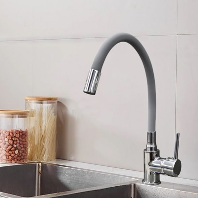 Μπαταρία Αναμεικτική Νεροχύτη Πάγκου Ψηλή Flex Χρωμέ με Γκρί Εύκαμπτο Ρουξούνι Tris 0221370301