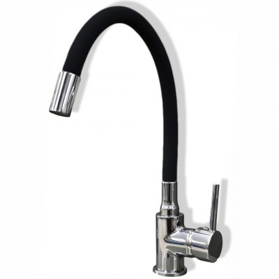 Μπαταρία Αναμεικτική Νεροχύτη Πάγκου Ψηλή Flex Χρωμέ με Μαύρο Εύκαμπτο Ρουξούνι Tris 0221370101