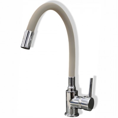 Μπαταρία Αναμεικτική Νεροχύτη Πάγκου Ψηλή Flex Χρωμέ με Μπέζ Εύκαμπτο Ρουξούνι Tris 0221370201