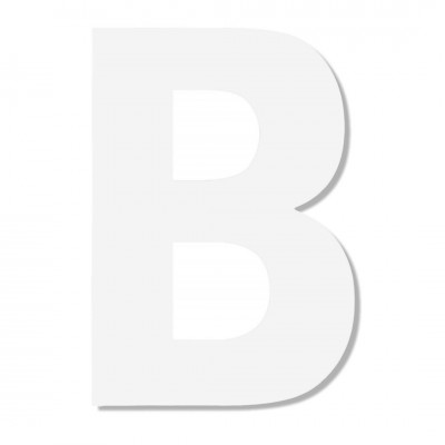 Γράμμα ''B'' Λευκό Αυτοκόλλητο 75mm. απο Πλαστικό Darvin One Two Three Done