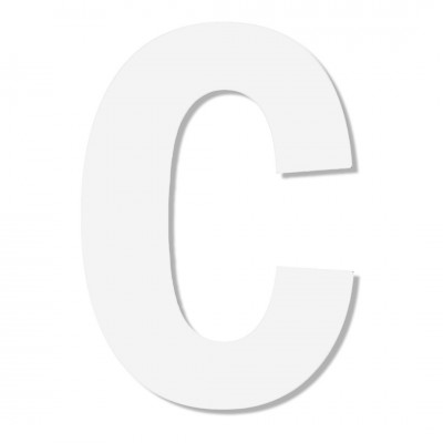 Γράμμα ''C'' Λευκό Αυτοκόλλητο 75mm. απο Πλαστικό Darvin One Two Three Done