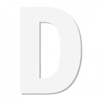 Γράμμα ''D'' Λευκό Αυτοκόλλητο 75mm. απο Πλαστικό Darvin One Two Three Done