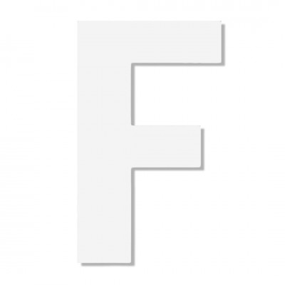 Γράμμα ''F'' Λευκό Αυτοκόλλητο 75mm. απο Πλαστικό Darvin One Two Three Done