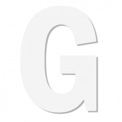 Γράμμα ''G'' Λευκό Αυτοκόλλητο 75mm. απο Πλαστικό Darvin One Two Three Done