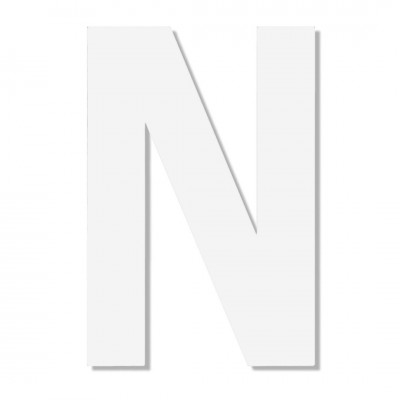 Γράμμα ''Ν'' Λευκό Αυτοκόλλητο 75mm. απο Πλαστικό Darvin One Two Three Done