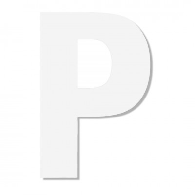 Γράμμα ''Ρ'' Λευκό Αυτοκόλλητο 75mm. απο Πλαστικό Darvin One Two Three Done