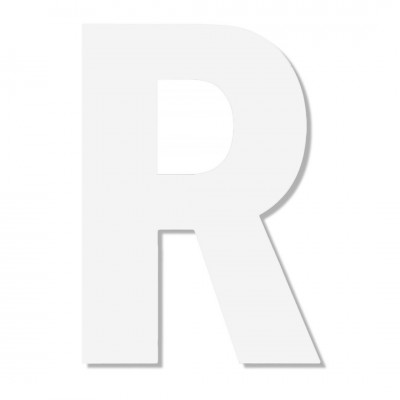Γράμμα ''R'' Λευκό Αυτοκόλλητο 75mm. απο Πλαστικό Darvin One Two Three Done