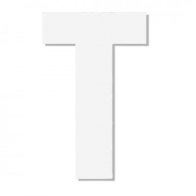 Γράμμα ''Τ'' Λευκό Αυτοκόλλητο 75mm. απο Πλαστικό Darvin One Two Three Done