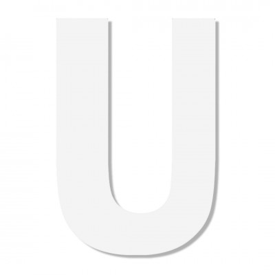 Γράμμα ''U'' Λευκό Αυτοκόλλητο 75mm. απο Πλαστικό Darvin One Two Three Done