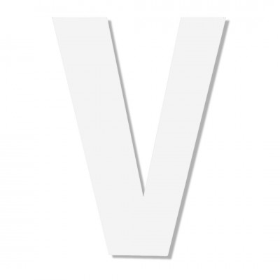 Γράμμα ''V'' Λευκό Αυτοκόλλητο 75mm. απο Πλαστικό Darvin One Two Three Done