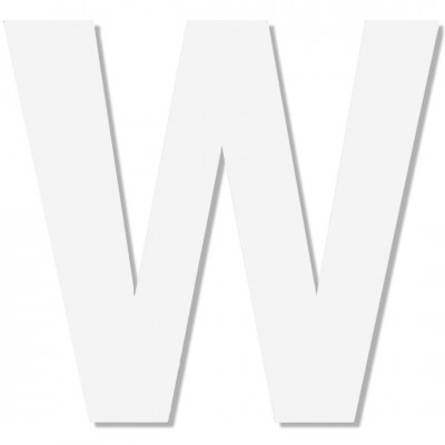 Γράμμα ''W'' Λευκό Αυτοκόλλητο 75mm. απο Πλαστικό Darvin One Two Three Done