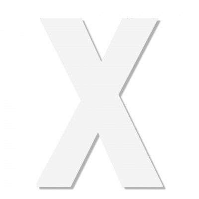 Γράμμα ''Χ'' Λευκό Αυτοκόλλητο 75mm. απο Πλαστικό Darvin One Two Three Done