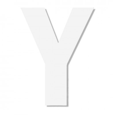 Γράμμα ''Υ'' Λευκό Αυτοκόλλητο 75mm. απο Πλαστικό Darvin One Two Three Done