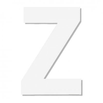 Γράμμα ''Ζ'' Λευκό Αυτοκόλλητο 75mm. απο Πλαστικό Darvin One Two Three Done