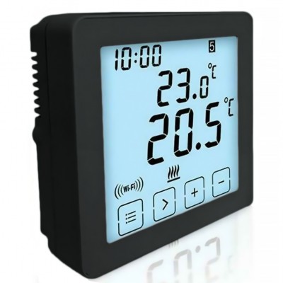 Θερμοστάτης Χώρου Αφής Wi-Fi (Wi Fi) Διακόπτης Χρονοθερμοστάτης Ηλεκτρονικός Ψηφιακός Εβδομαδιαίος Επίτοιχος με Οθόνη led Χρώματος Μαύρο LINEME 11-00125-2