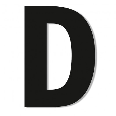 Γράμμα ''D'' Μαύρο Αυτοκόλλητο 75mm. απο Πλαστικό Darvin One Two Three Done