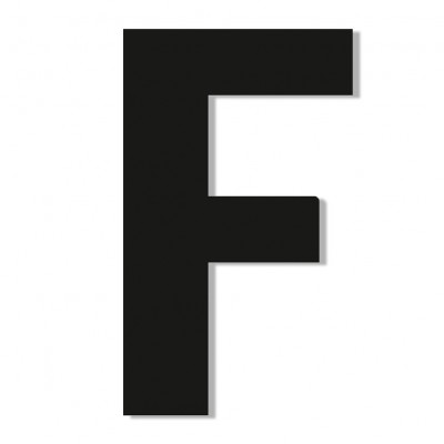 Γράμμα ''F'' Μαύρο Αυτοκόλλητο 75mm. απο Πλαστικό Darvin One Two Three Done