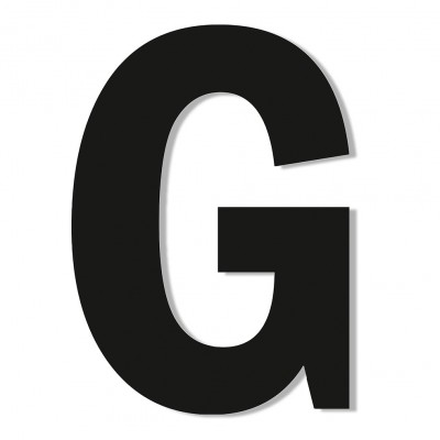 Γράμμα ''G'' Μαύρο Αυτοκόλλητο 75mm. απο Πλαστικό Darvin One Two Three Done