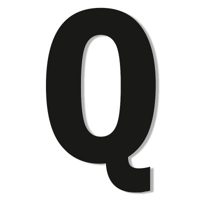 Γράμμα ''Q'' Μαύρο Αυτοκόλλητο 75mm. απο Πλαστικό Darvin One Two Three Done