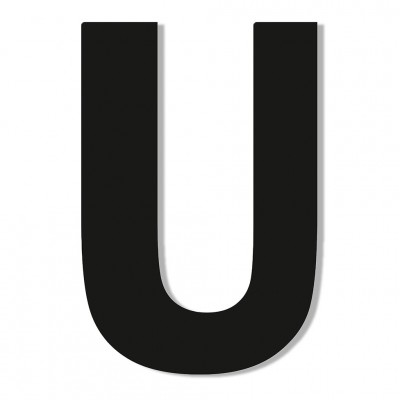 Γράμμα ''U'' Μαύρο Αυτοκόλλητο 75mm. απο Πλαστικό Darvin One Two Three Done
