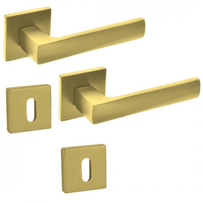 Πόμολα πόρτας (Ζεύγος) Conset Χειρολαβή με Ροζέτα c2335-S02 Ματ Ορείχαλκος