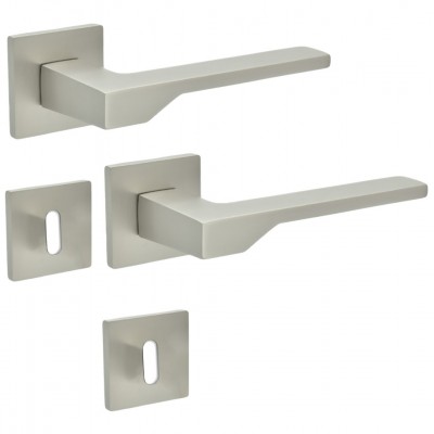 Πόμολα πόρτας (Ζεύγος) Conset Χειρολαβή με Ροζέτα c2065-S05 Ματ Νίκελ