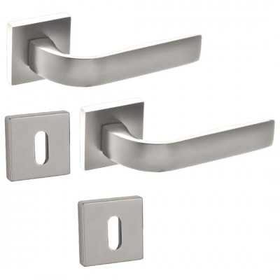 Πόμολα πόρτας (Ζεύγος) Conset Χειρολαβή με Ροζέτα c2085-S05 Ματ Νίκελ