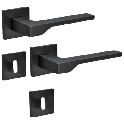 Πόμολα πόρτας (Ζεύγος) Conset Χειρολαβή με Ροζέτα c2065-S19 Ματ Μαύρο