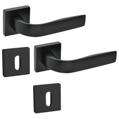 Πόμολα πόρτας (Ζεύγος) Conset Χειρολαβή με Ροζέτα c2085-S19 Ματ Μαύρο