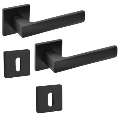Πόμολα πόρτας (Ζεύγος) Conset Χειρολαβή με Ροζέτα c2335-S19 Ματ Μαύρο