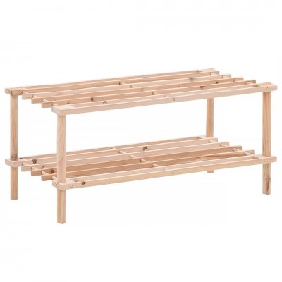 Ξύλινη Παπουτσοθήκη με 2 Ράφια από Μασίφ Ξύλο Ελάτης 74x26x30 cm 32743 