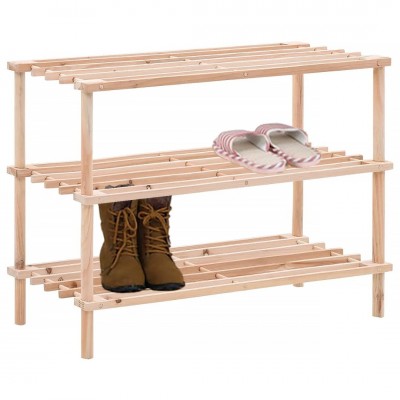 Ξύλινη Παπουτσοθήκη με 3 Ράφια από Μασίφ Ξύλο Ελάτης 74x26x49 cm 32744 