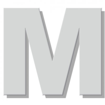 Γράμμα Κατοικιών Αυτοκόλλητο ''Μ'' 80 x 64 mm., Λευκό Ματ απο Πλαστικό Darvin 