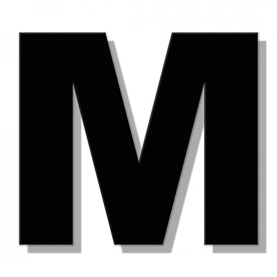 Γράμμα Κατοικιών Αυτοκόλλητο ''Μ'' 80 x 64 mm., Μαύρο Ματ απο Πλαστικό Darvin 
