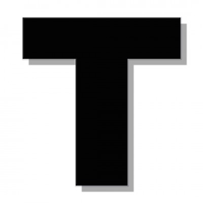 Γράμμα Κατοικιών Αυτοκόλλητο ''Τ'' 80 x 64 mm., Μαύρο Ματ απο Πλαστικό Darvin 
