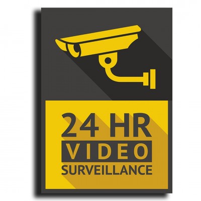 Σήμανση Αυτοκόλλητη Ορθογώνια "Ο Χώρος Παρακολουθείται" 13x18 εκ., Μαύρο - Κίτρινο απο PVC 1,5mm Νο420