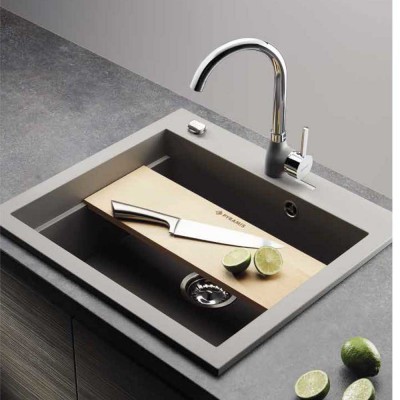 Νεροχύτης Pyramis Pyragranite Siros (57x51,5) 1B Industrial Grey Ένθετος & Υποκαθήμενος 070201201