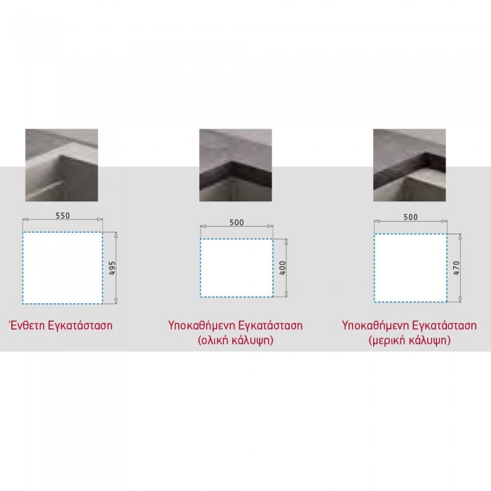 Νεροχύτης Pyramis Pyragranite Ithaka (61x51) 1B Snow Ένθετος 070245611