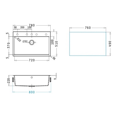 Νεροχύτης Pyramis Pyragranite Ithaka (78x51) 1B Dark Beige 070243311