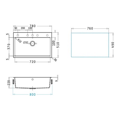 Νεροχύτης Pyramis Pyragranite Ithaka (78x51) 1B Iron Grey 070244511
