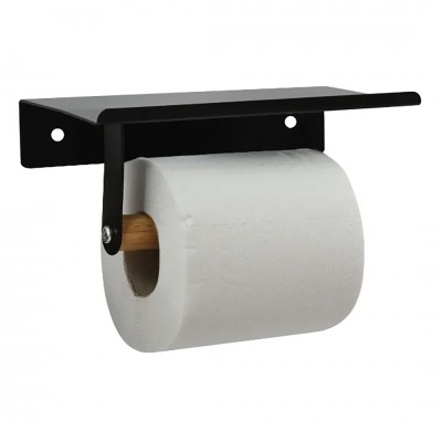 Χαρτοθήκη Επιτοίχια με Βάση Στήριξης Τηλεφώνου Μαύρο TAREK Spirella 02607.001