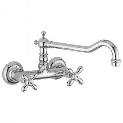 Μπαταρία Νεροχύτη Τοίχου με Μισόστροφο Μηχανισμό Revival Interflex Χρώμιο 070475