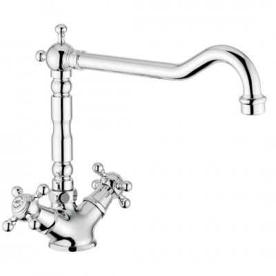 Μπαταρία Νεροχύτη Πάγκου Ψηλή με Μισόστροφο Μηχανισμό Revival Χρωμέ Interflex 070494