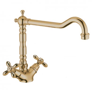 Μπαταρία Νεροχύτη Πάγκου Ψηλή με Μισόστροφο Μηχανισμό Revival Μπρονζέ Interflex 070497