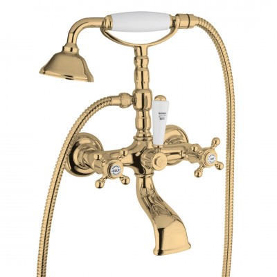 Μπαταρία Mπάνιου με Σετ Ντους και Μισόστροφο Μηχανισμό Revival Interflex Μπρονζέ 072124